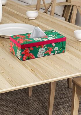 Green Printed Wooden Tissue Paper Box