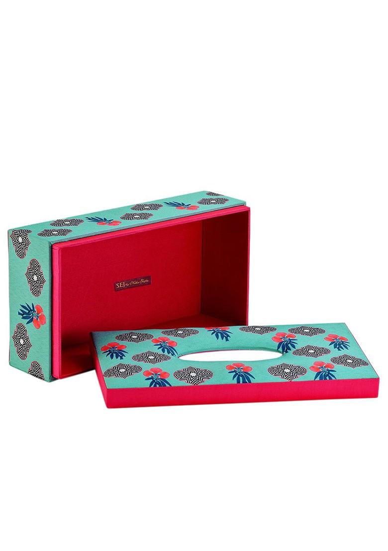Blue Printed Wooden Tissue Paper Box