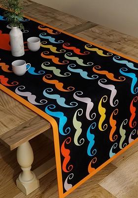 Black And Orange Printed Rectangular 48 X 13 Cotton Table Runner
