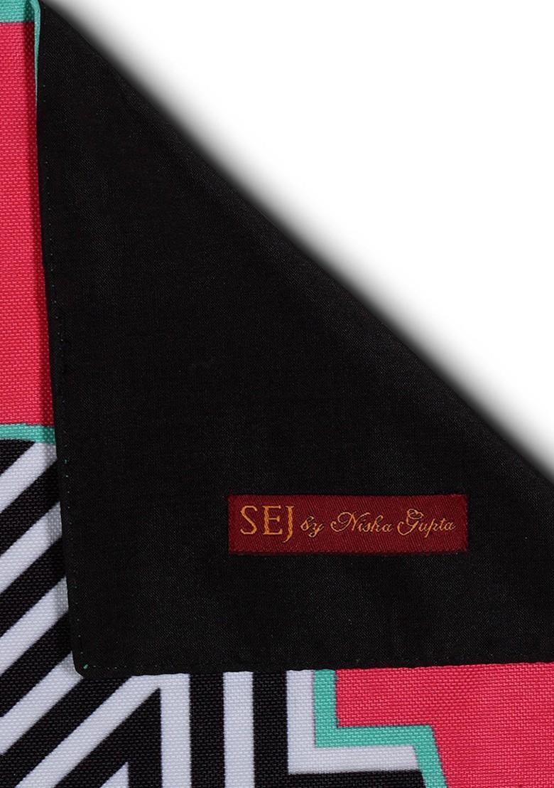 Pink And Black Geometric Print Rectangular 13 X 48 Cotton Table Runner