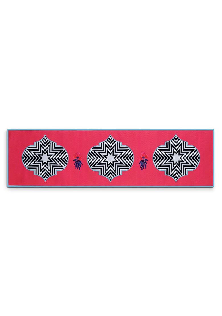 Pink And Black Printed Rectangular 48 X 13 Cotton Table Runner