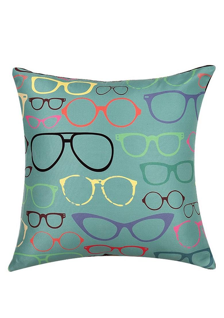 Green Set Of 2 Printed 16 X 16 Square Cushion Covers