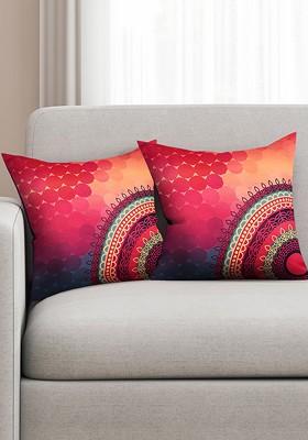 Pink Set Of 2 Printed 16 X 16 Silk Square Cushion Covers