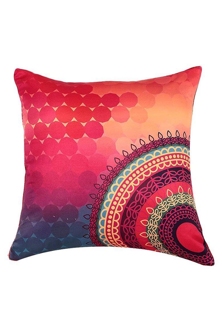 Pink Set Of 2 Printed 16 X 16 Silk Square Cushion Covers