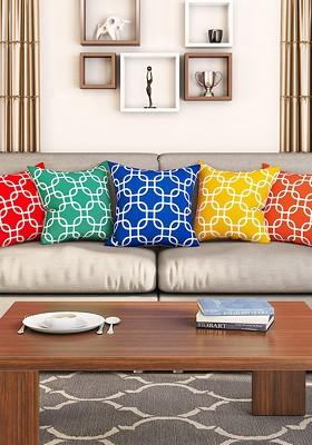 Multicoloured Set Of 5 16 X 16 Square Cushion Covers