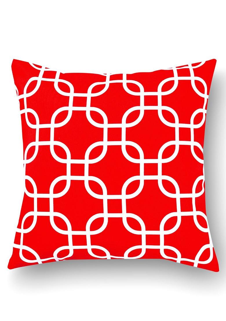 White And Red Set Of 3 16 X 16 Square Cushion Covers