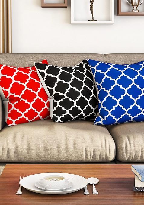Multicoloured Set Of 3 16 X 16 Square Cushion Covers