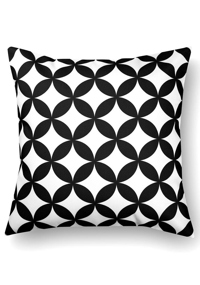 Black And White Set Of 2 Printed 16 X 16 Square Cushion Covers