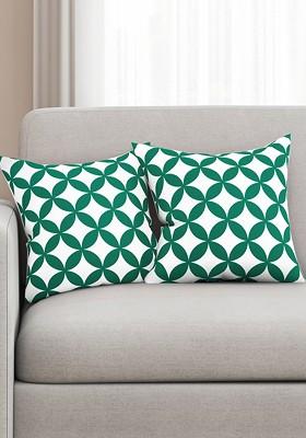 Green Set Of 2 Printed 16 X 16 Square Cushion Covers