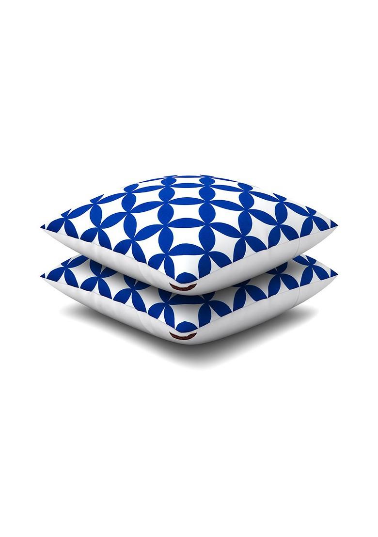 Blue And White Set Of 2 16 X 16 Square Cushion Covers