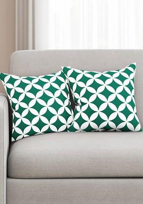 Green Set Of 2 Printed 16 X 16 Square Cushion Covers
