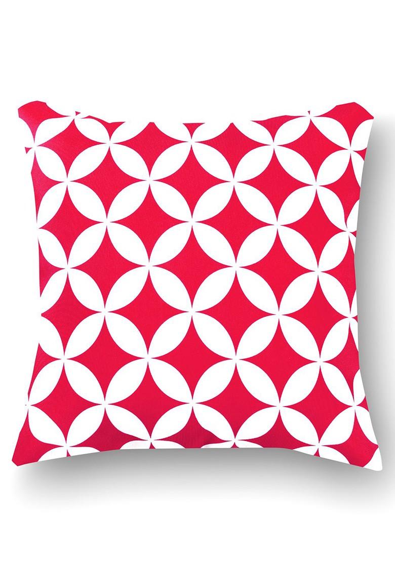 Pink And White Set Of 2 Printed 16 X 16 Square Cushion Covers