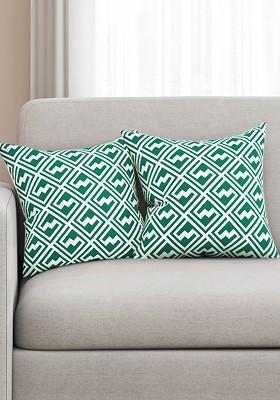 Green Set Of 2 Printed 16 X 16 Square Cushion Covers