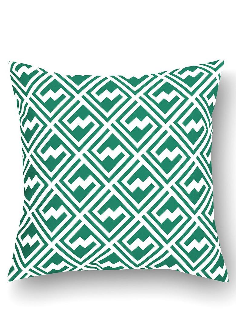 Green Set Of 2 Printed 16 X 16 Square Cushion Covers