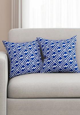 Blue And White Set Of 2 16 X 16 Square Cushion Covers