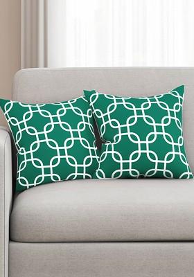 Green Set Of 2 Printed 16 X 16 Square Cushion Covers