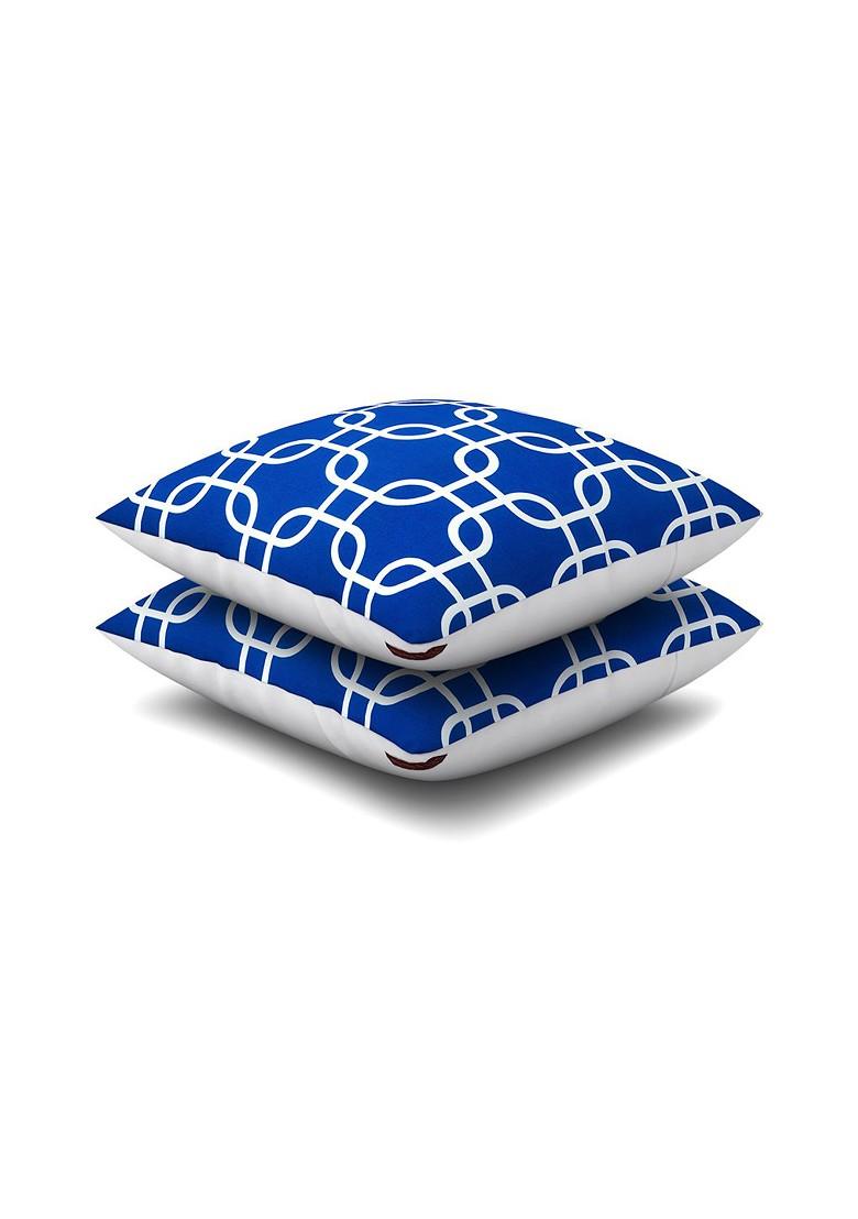 Blue And White Set Of 2 16 X 16 Square Cushion Covers