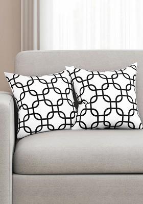 White Set Of 2 Printed 16 X 16 Square Cushion Covers