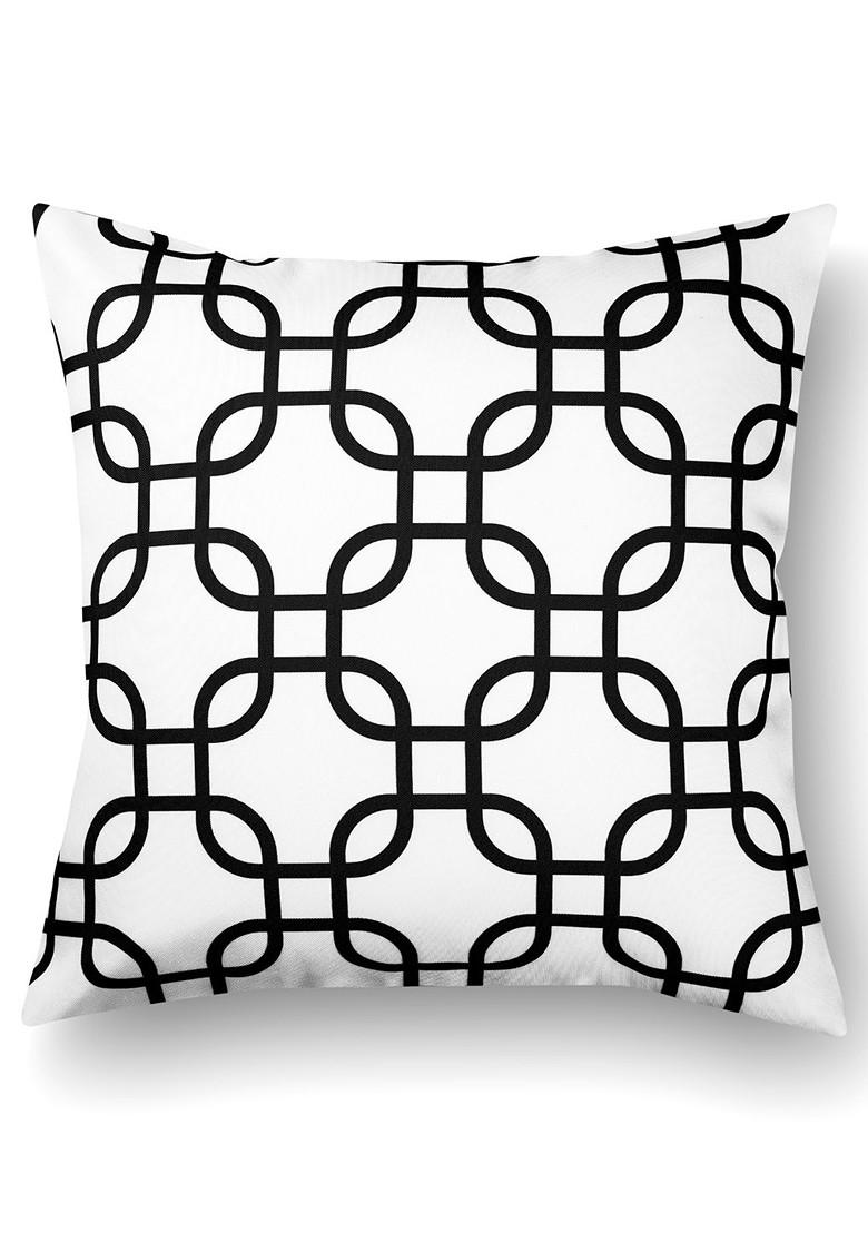 White Set Of 2 Printed 16 X 16 Square Cushion Covers