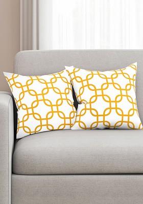 White Set Of 2 Printed 16 X 16 Square Cushion Covers