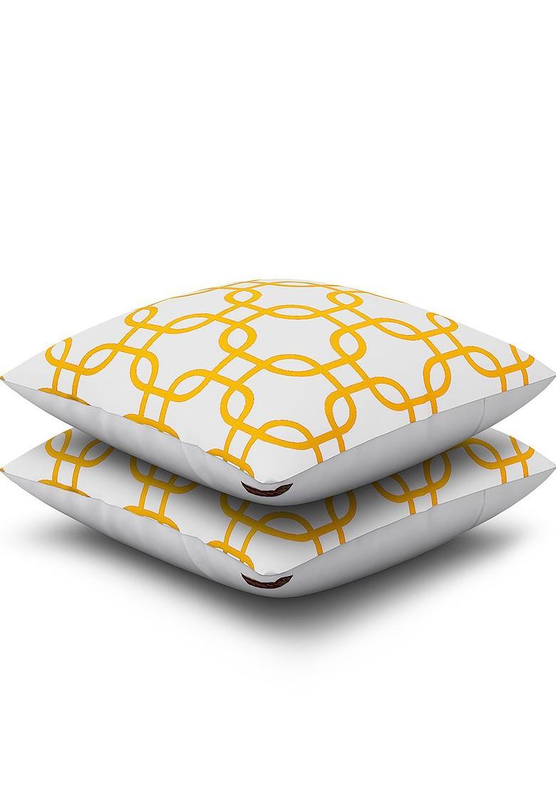 White Set Of 2 Printed 16 X 16 Square Cushion Covers