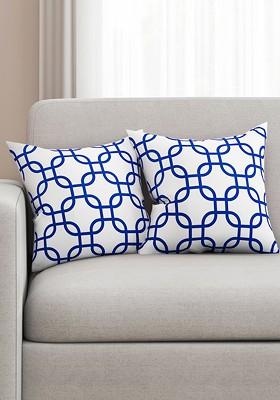 White And Blue Set Of 2 16 X 16 Square Cushion Covers
