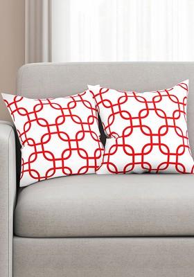 White Set Of 2 Printed 16 X 16 Square Cushion Covers