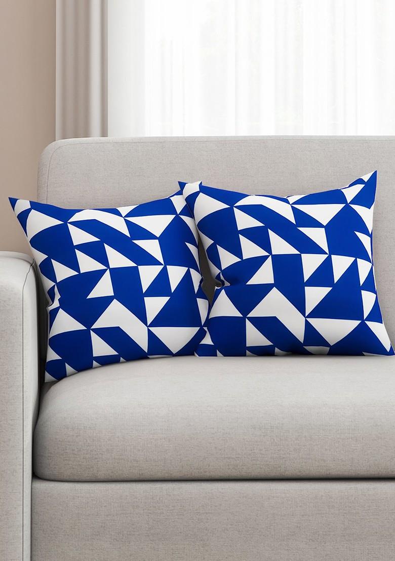 Blue And White Set Of 2 16 X 16 Square Cushion Covers