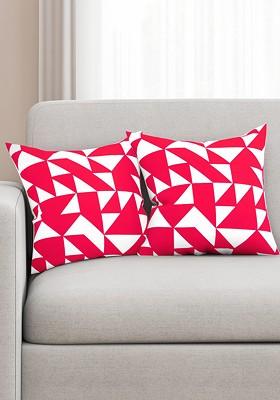 Pink And White Set Of 2 16 X 16 Square Cushion Covers