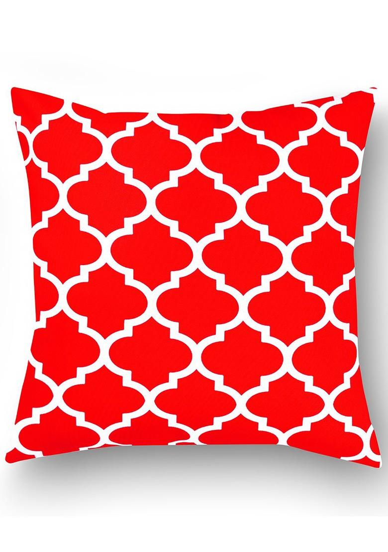 Red Set Of 2 Printed 16 X 16 Square Cushion Covers