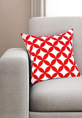 White And Red Single Printed 16 X 16 Square Cushion Cover