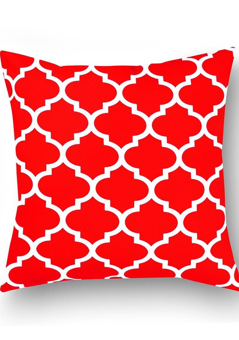 Red And White Single Printed 16 X 16 Square Cushion Cover