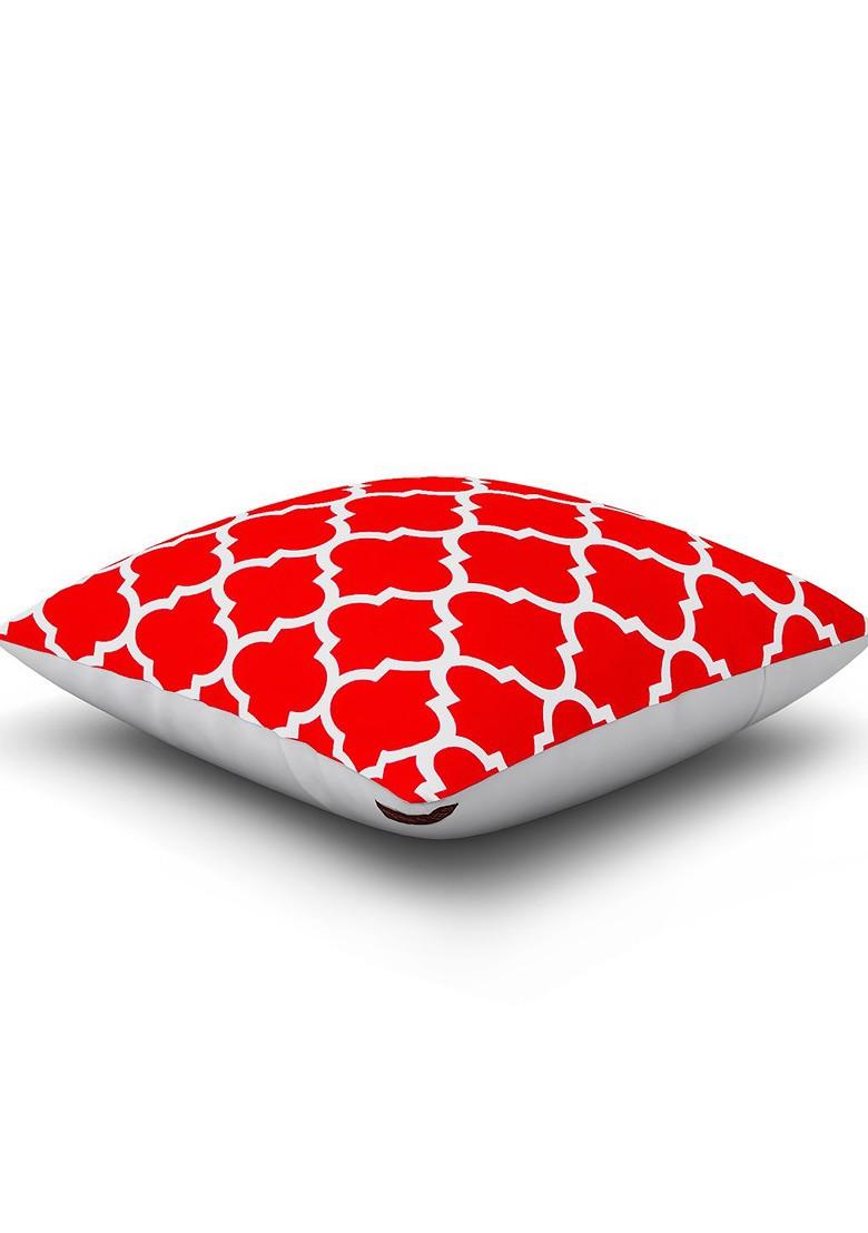 Red And White Single Printed 16 X 16 Square Cushion Cover