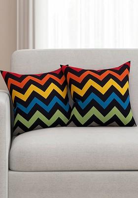 Multicoloured Set Of 2 Printed 16 X 16 Square Cushion Covers