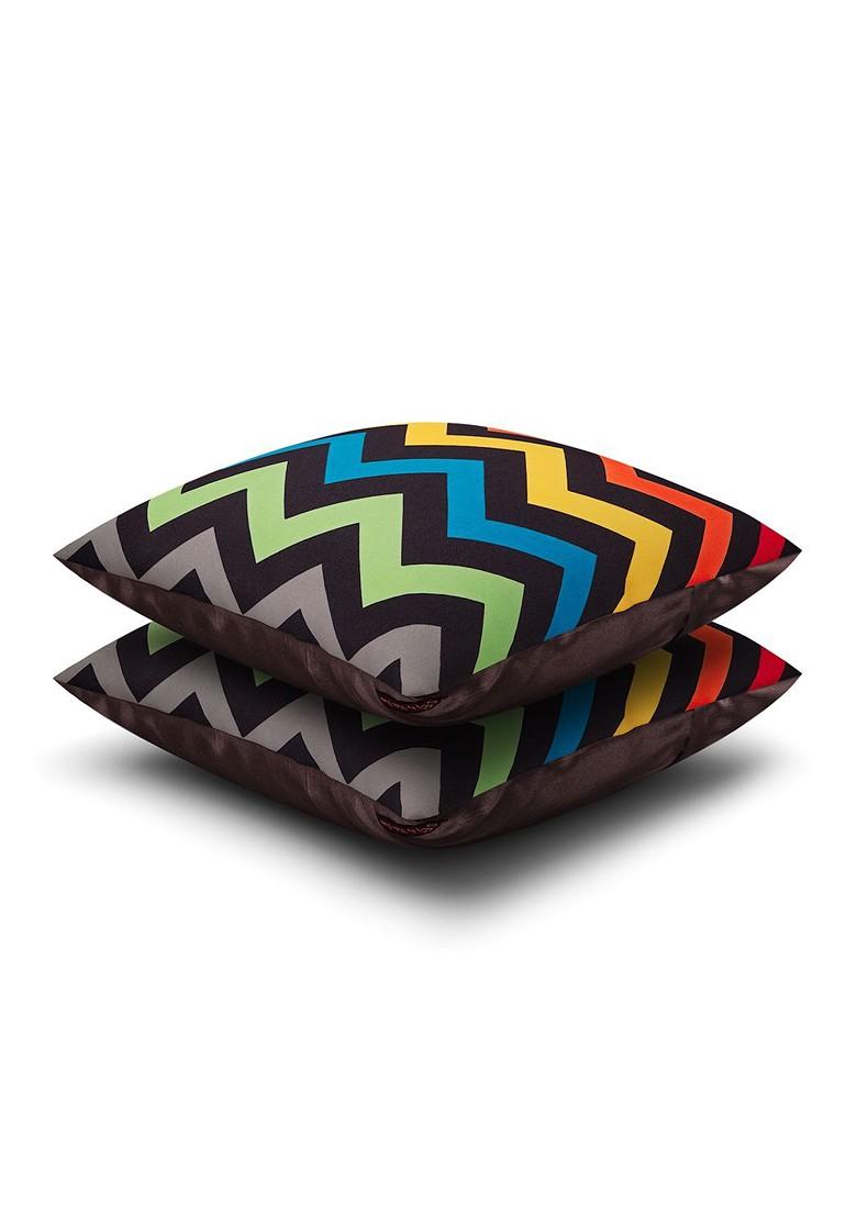 Multicoloured Set Of 2 Printed 16 X 16 Square Cushion Covers