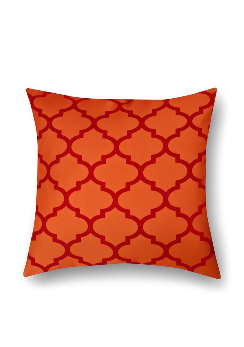 Set Of 2 Orange Printed 16 X 16 Square Cushion Covers
