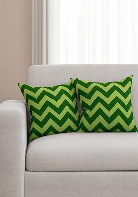 Green Set Of 2 Printed 16 X 16 Square Cushion Covers