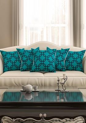 Blue Set Of 5 Printed 16 X 16 Square Cushion Covers