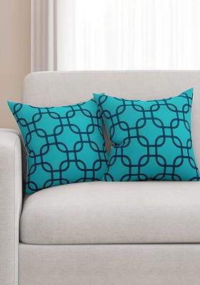 Blue Set Of 2 Printed 16 X 16 Square Cushion Covers
