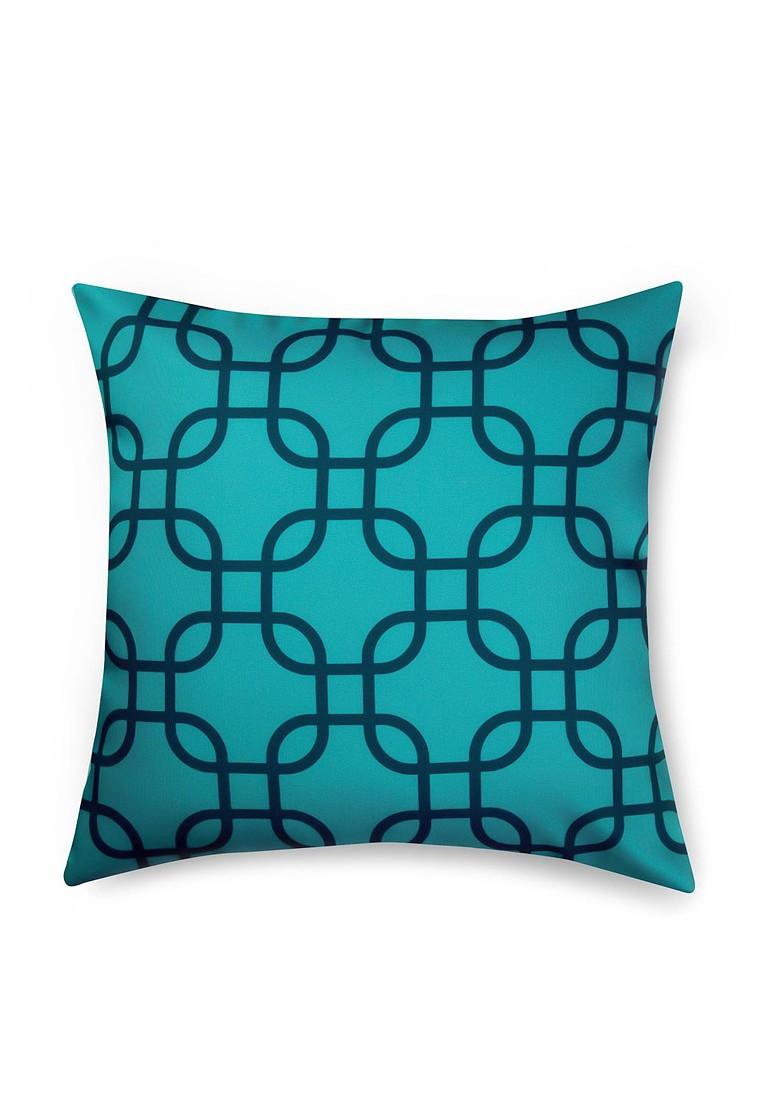 Blue Set Of 2 Printed 16 X 16 Square Cushion Covers