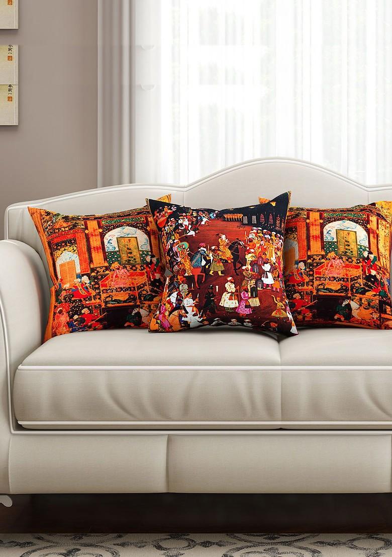 Multicoloured Set Of 3 Printed 16 X 16 Square Cushion Covers