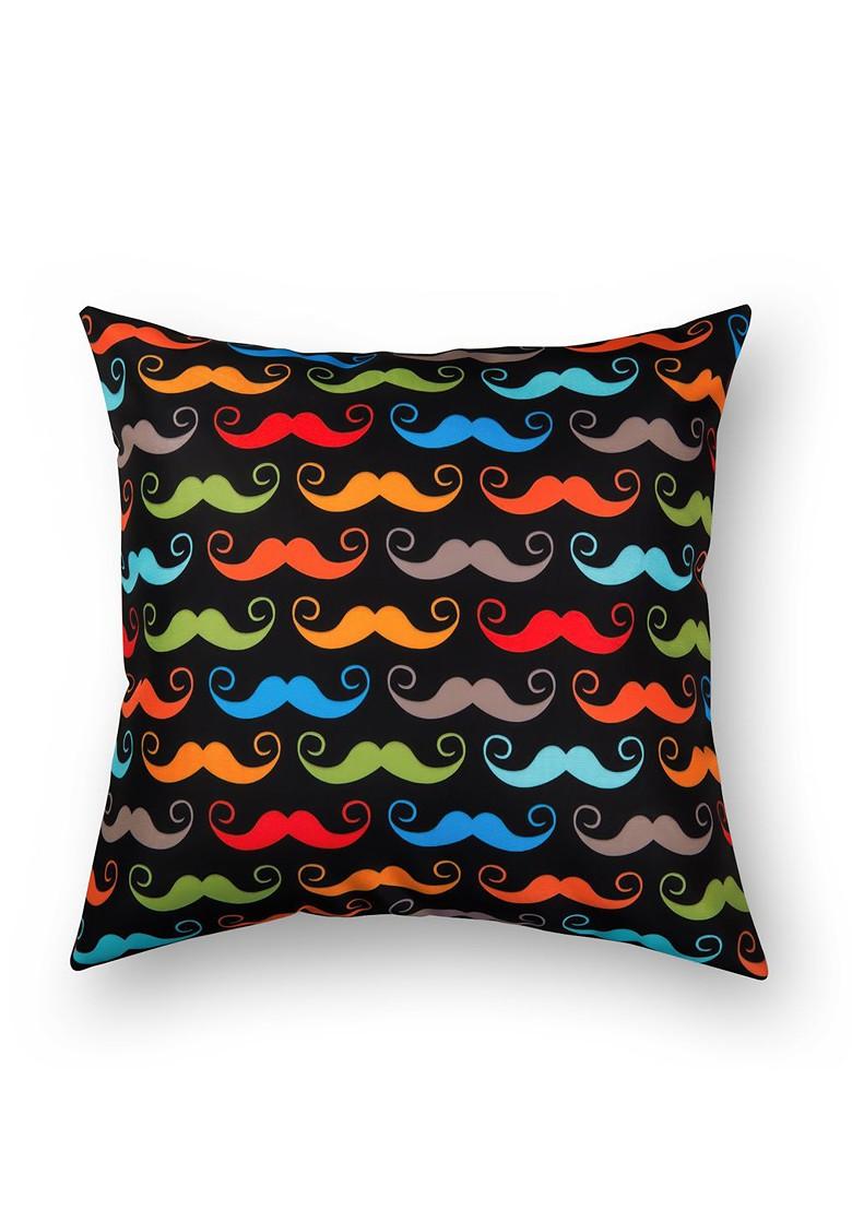 Black Set Of 5 Printed 16 X 16 Square Cushion Covers