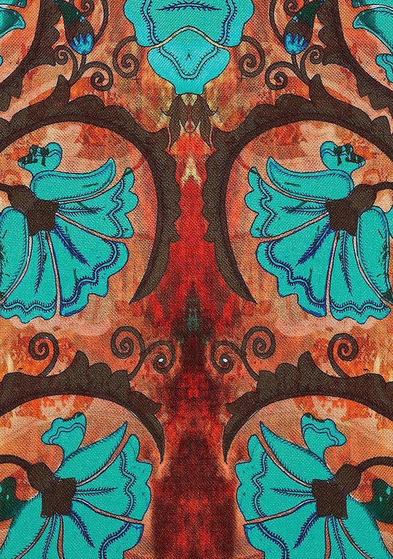 Brown Set Of 2 Floral Print 16 X 16 Square Cushion Covers