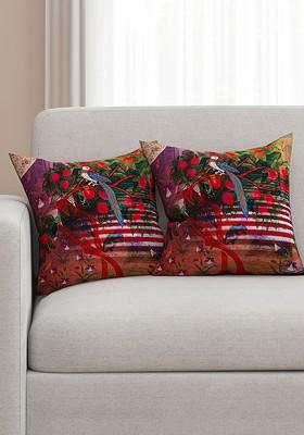 Multicoloured Set Of 2 Printed 16 X 16 Square Cushion Covers