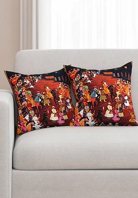Multicoloured Set Of 2 Printed 16 X 16 Square Cushion Covers