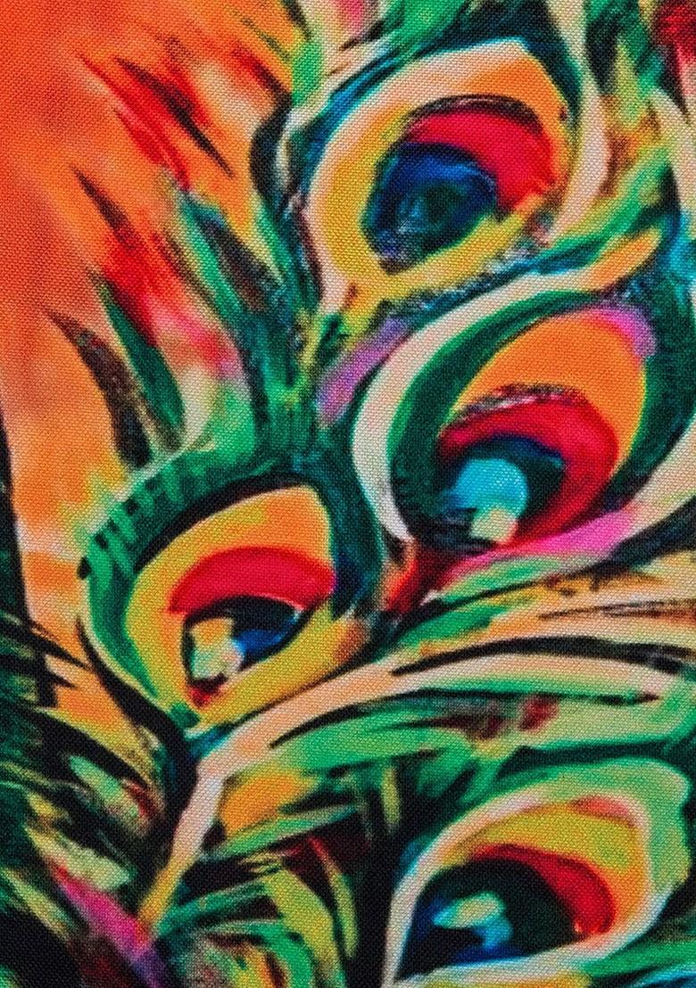 Orange And Green Set Of 5 Printed 16 X 16 Square Cushion Covers