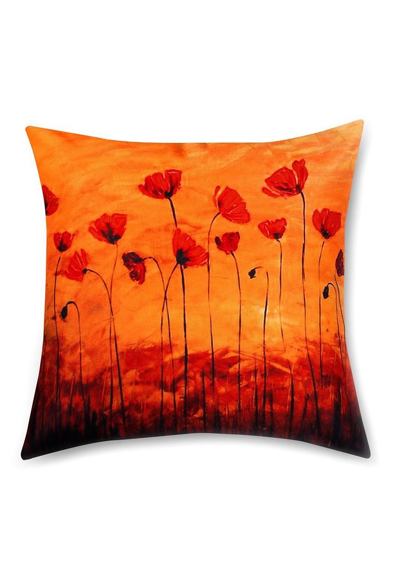 Orange Set Of 5 Printed 16 X 16 Square Cushion Covers