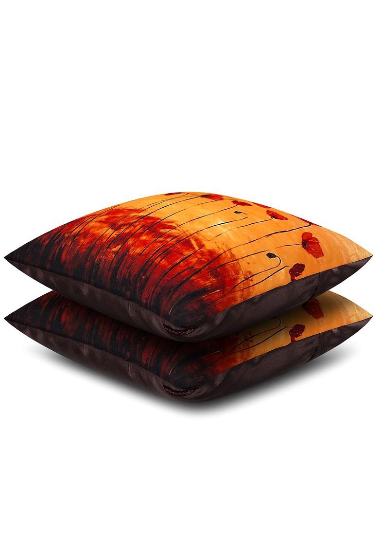 Orange Set Of 2 Printed 16 X 16 Square Cushion Covers