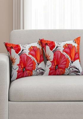 White Set Of 2 Printed 16 X 16 Square Cushion Covers