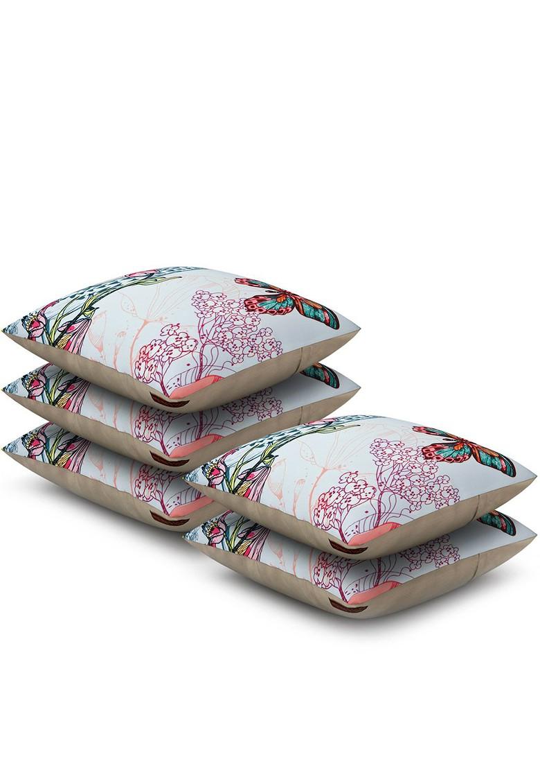 Blue Set Of 5 Printed 16 X 16 Square Cushion Covers